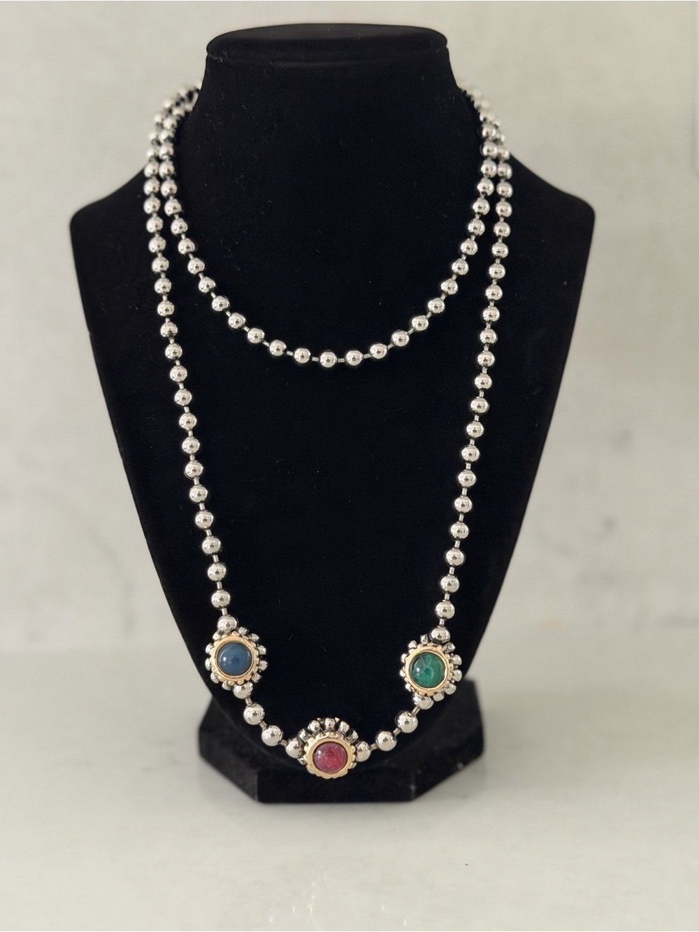 Vintage Silver Necklace with Cabochon